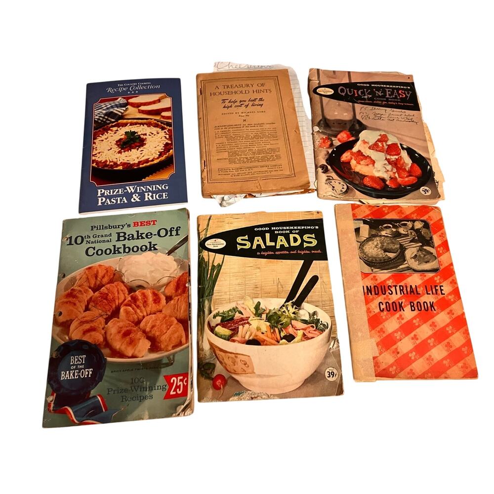 Cookbooks Vintage Lot‎ of 6-Good Housekeeping, Pillsbury, Industrial Life, VTG